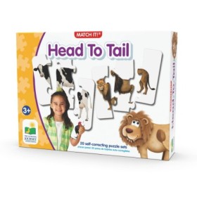 Puzzle Educativ de potrivire Corpul animalelor cu 20 perechi de piese auto-corectante recomandat de la 3 ani